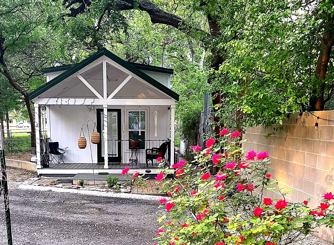 Level RV site with mature shade trees in San Marcos, Texas
